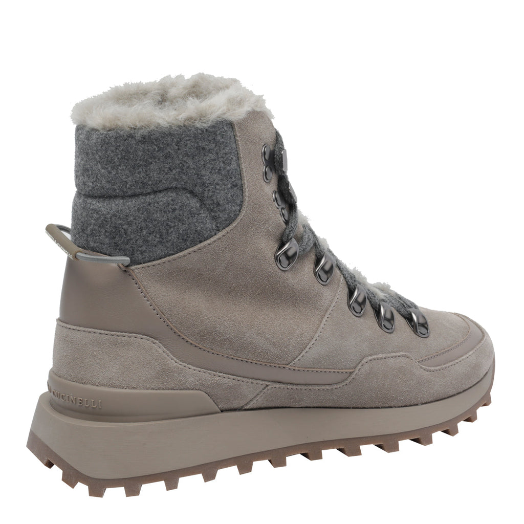 Brunello Cucinelli Women's Suede, Knit in Grey - view 3