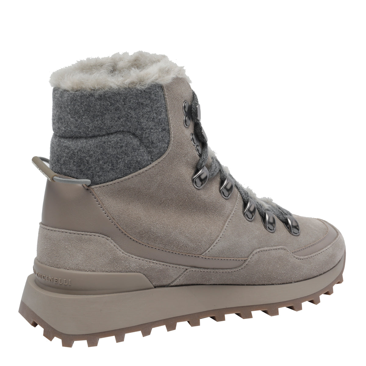 Brunello Cucinelli Women's Suede, Knit in Grey - view 3