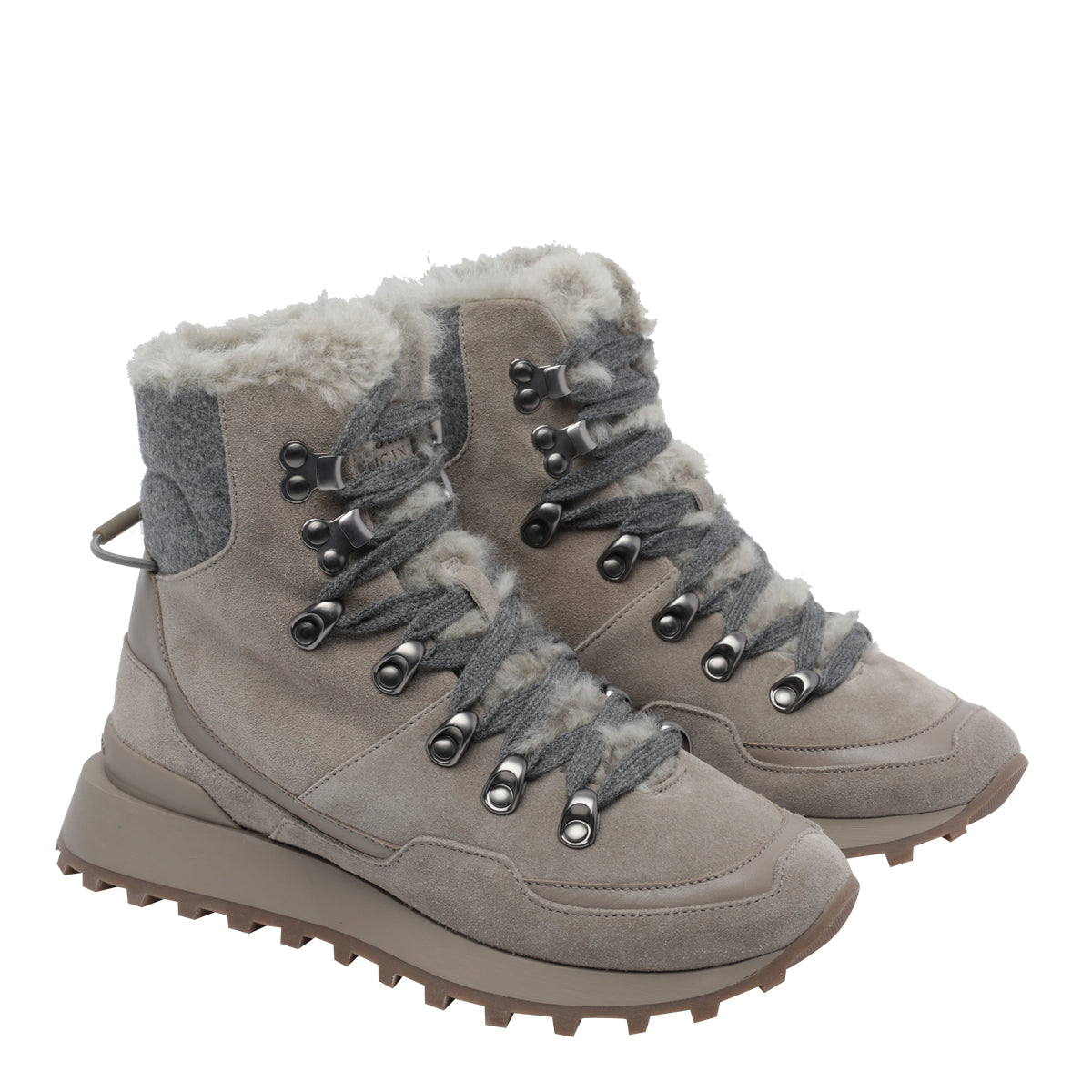 Brunello Cucinelli Women's Suede, Knit in Grey - view 2