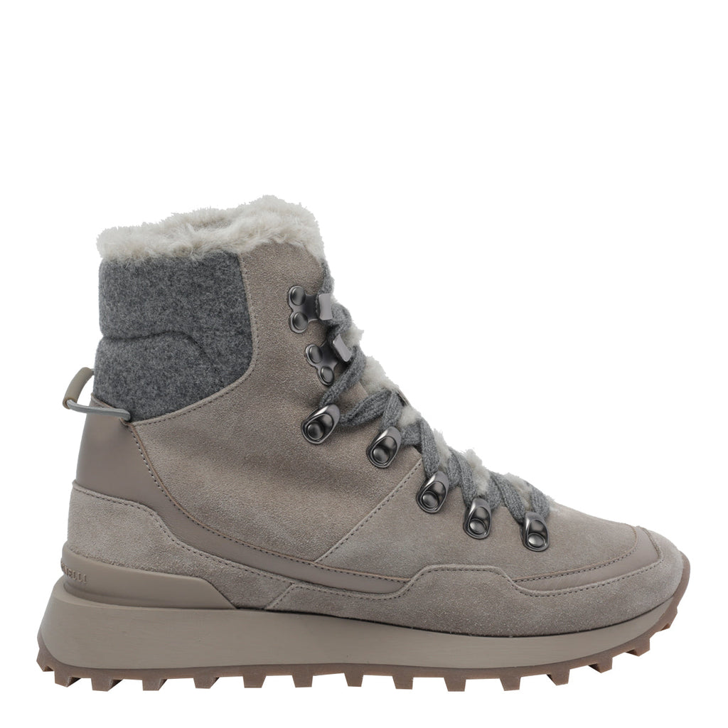 Brunello Cucinelli Women's Suede, Knit in Grey - view 1