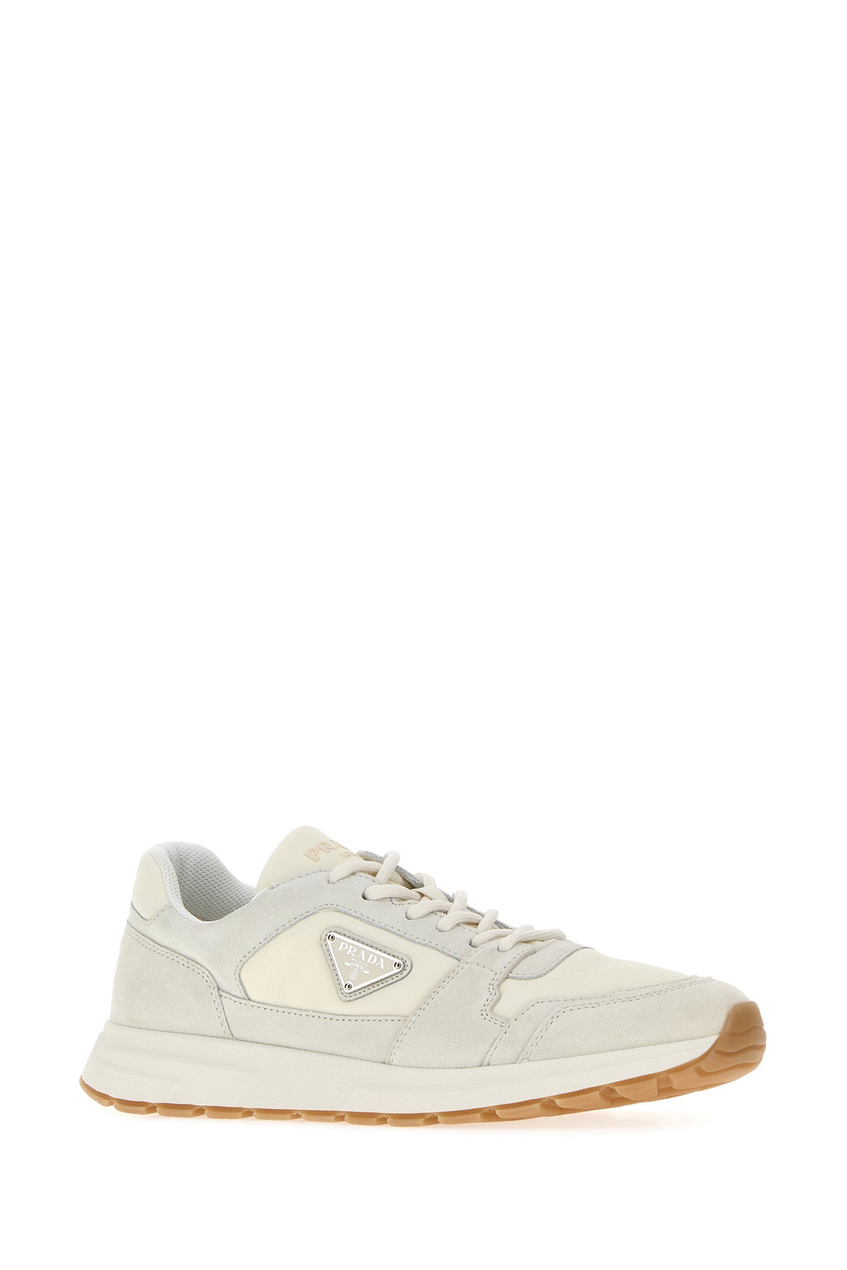 Prada Men's Suede Prax Sneakers in White - view 2