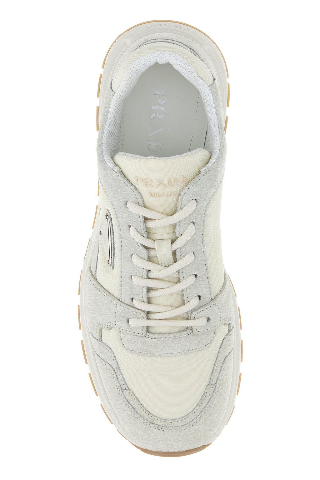 Prada Men's Suede Prax Sneakers in White - view 4