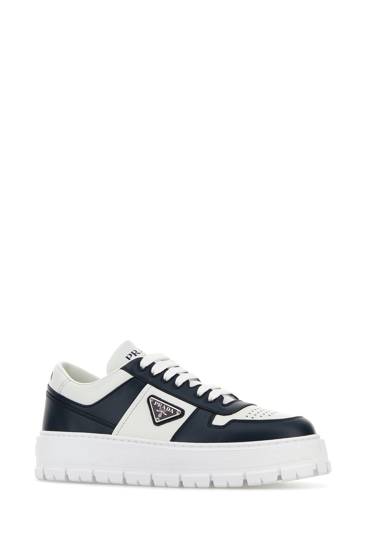 Prada Men's Leather Sneakers in White/Blue - view 2