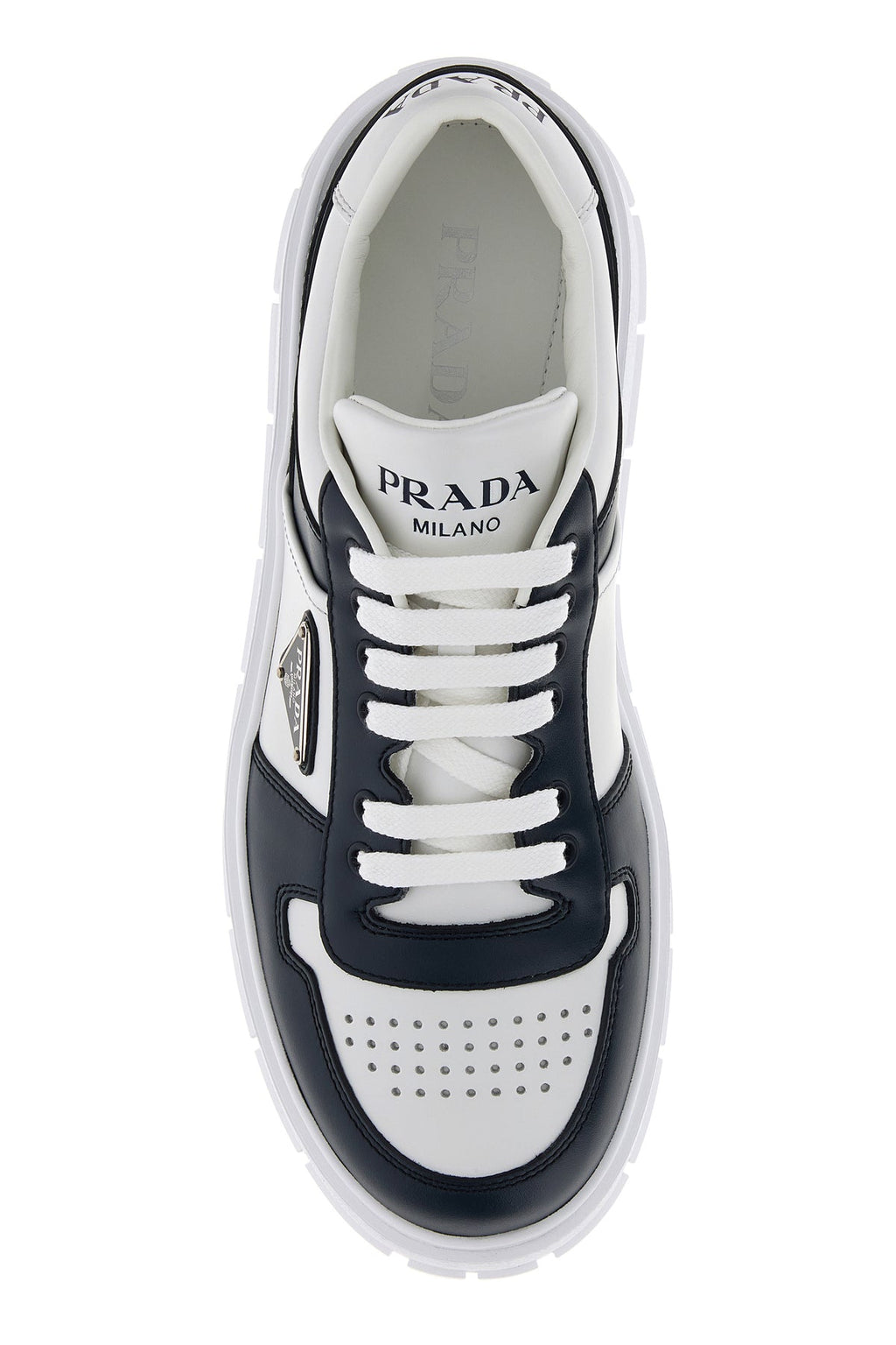 Prada Men's Leather Sneakers in White/Blue - view 4