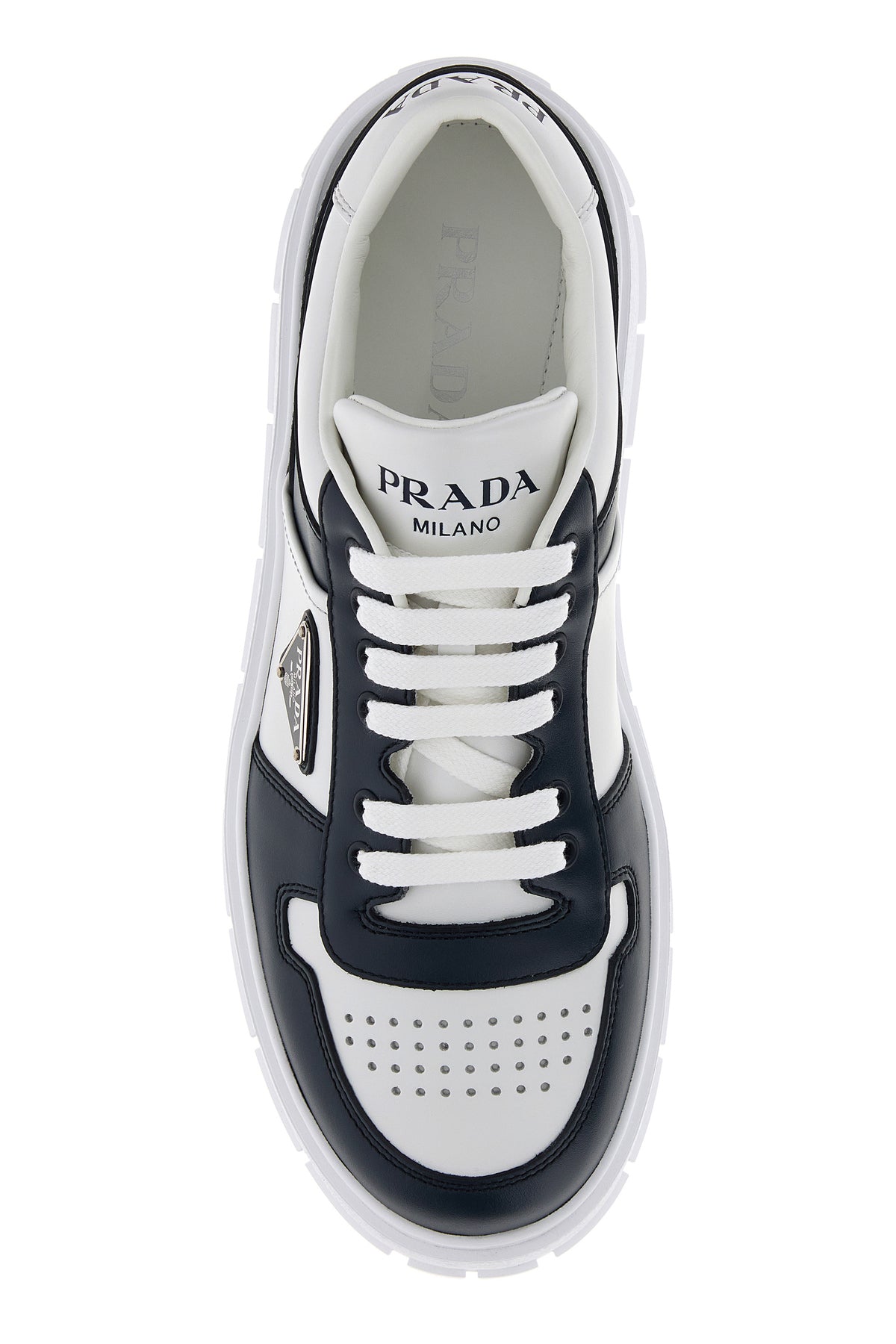 Prada Men's Leather Sneakers in White/Blue - view 4