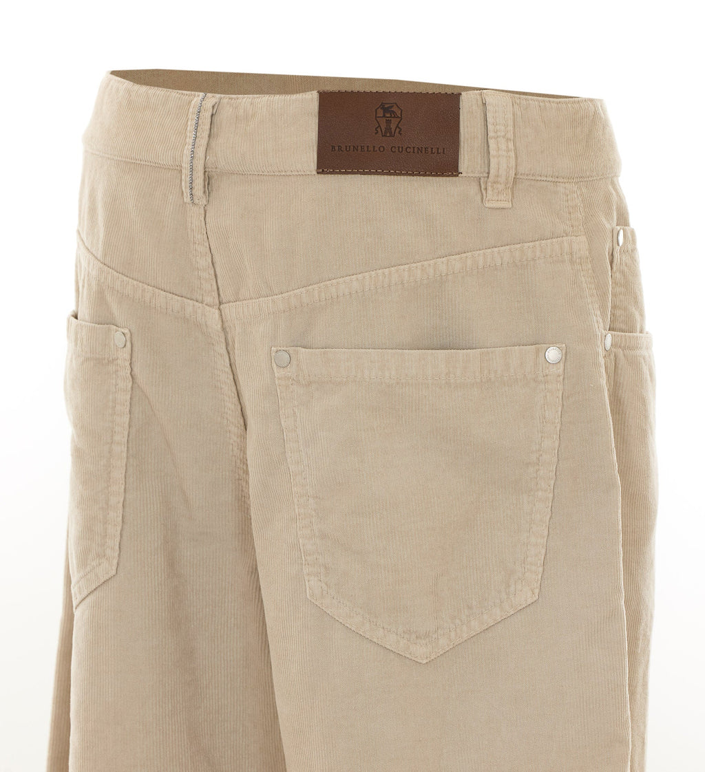 Brunello Cucinelli Women's Velvet Pants in Beige Cotton - view 2