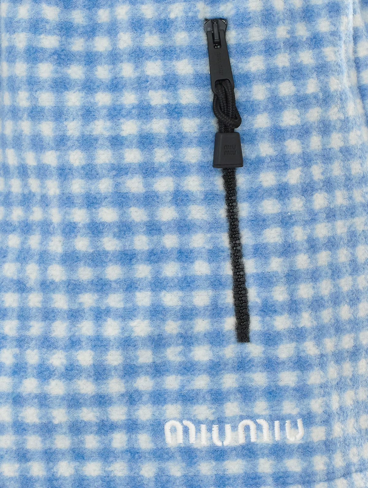 Miu Miu Women's Vichy Fleece Mini Skirt with Miu in Blue - view 4