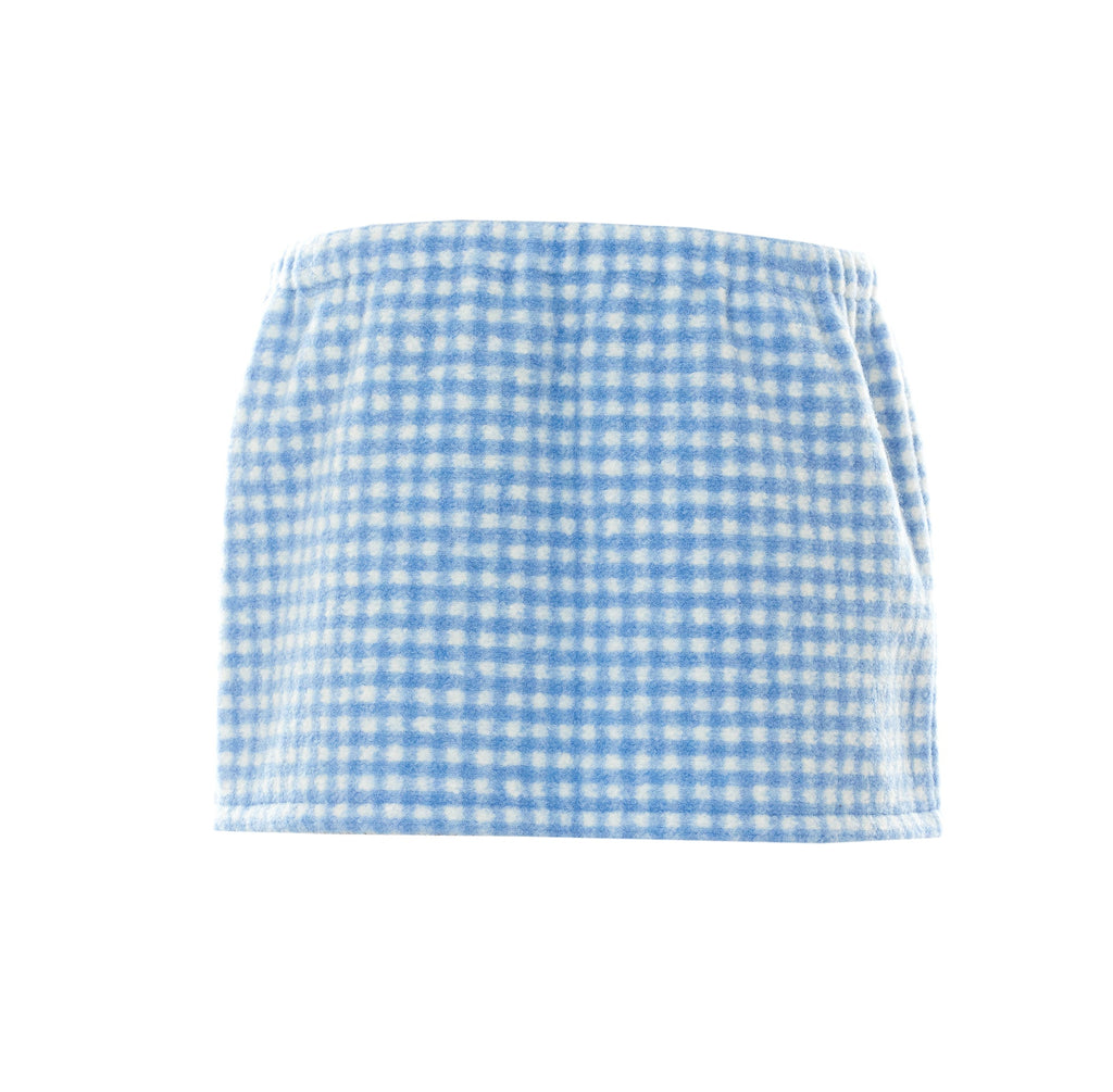 Miu Miu Women's Vichy Fleece Mini Skirt with Miu in Blue - view 3