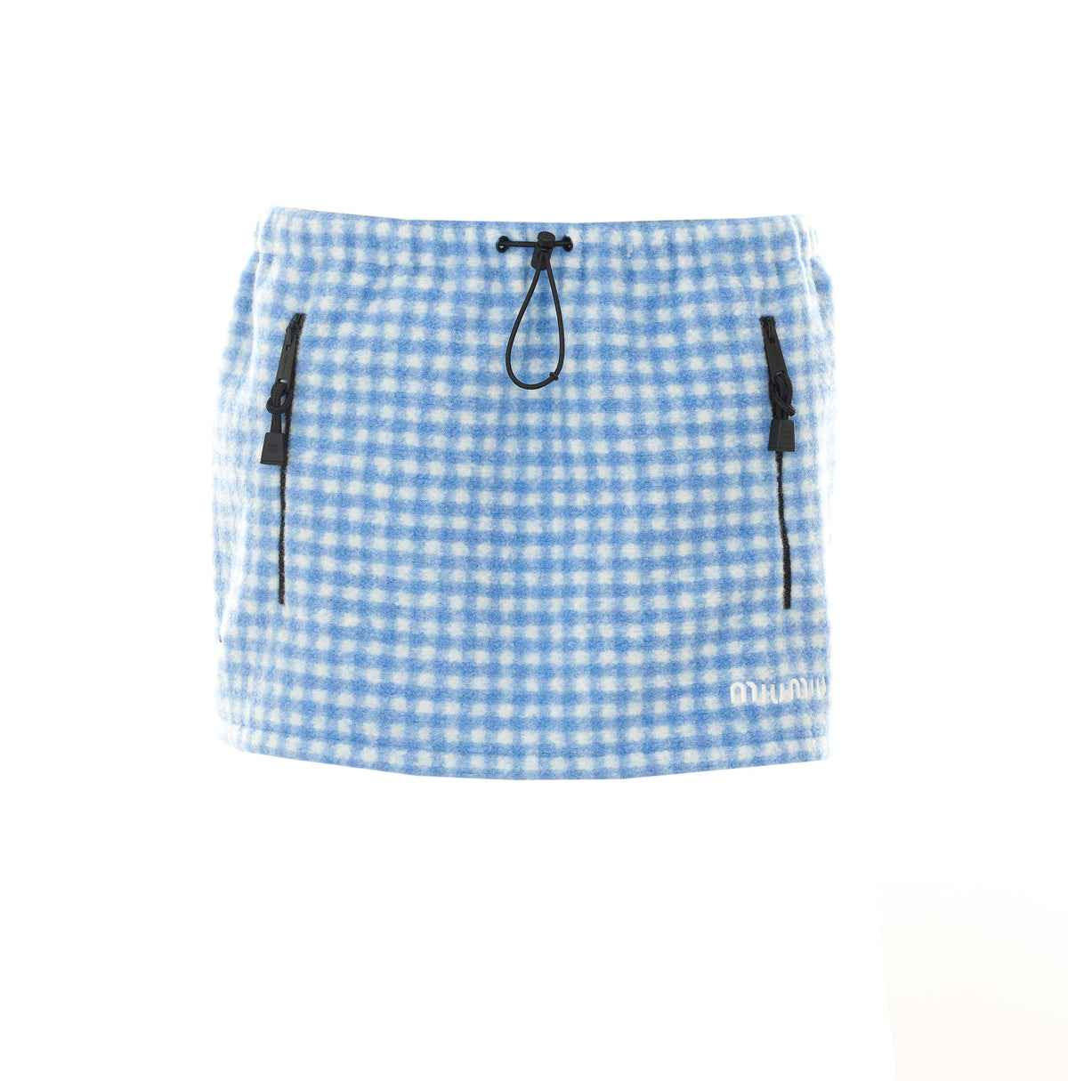 Miu Miu Women's Vichy Fleece Mini Skirt with Miu in Blue - view 1