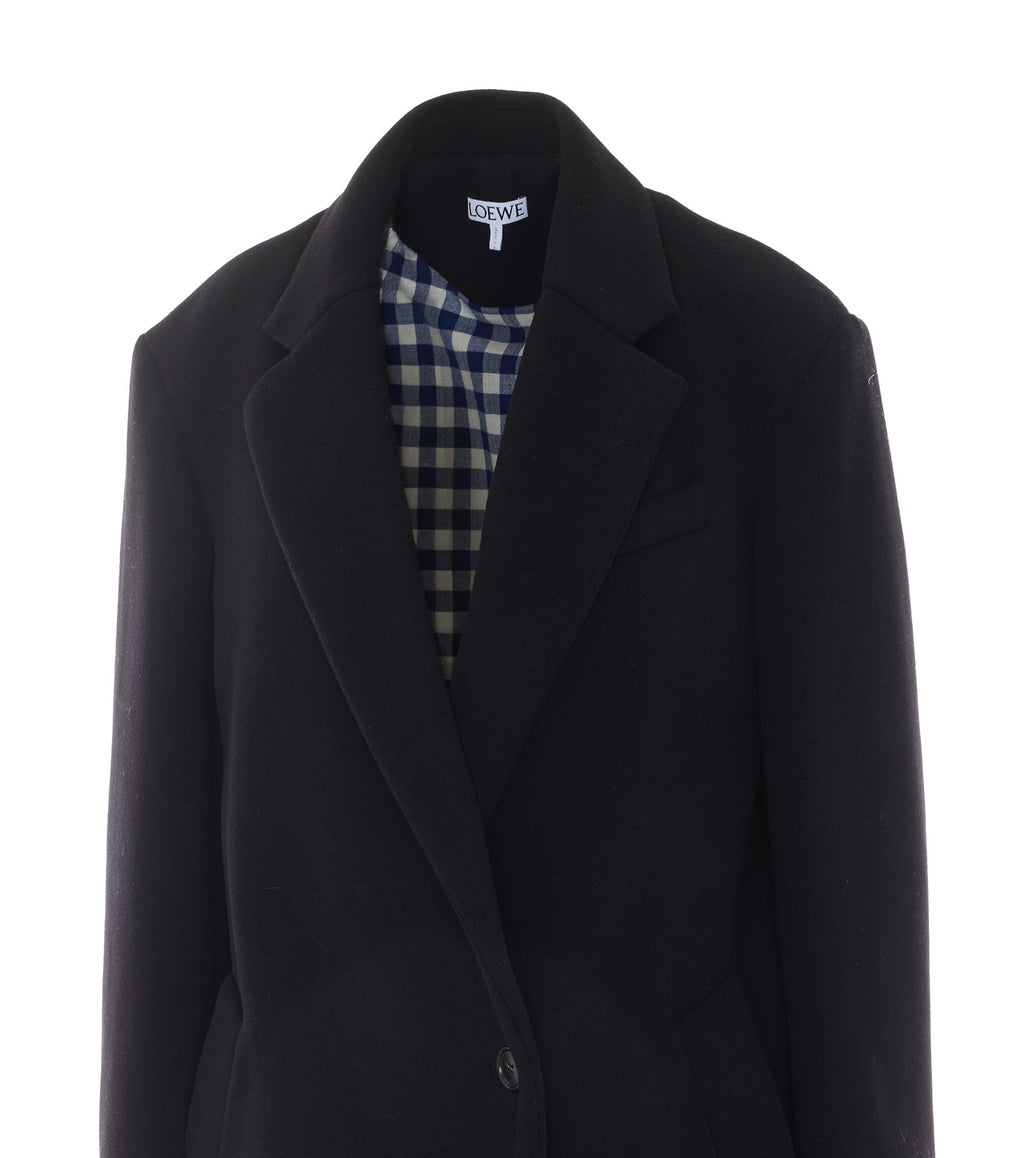 Loewe Women's Wool and Cashmere Coat in Blue - view 3
