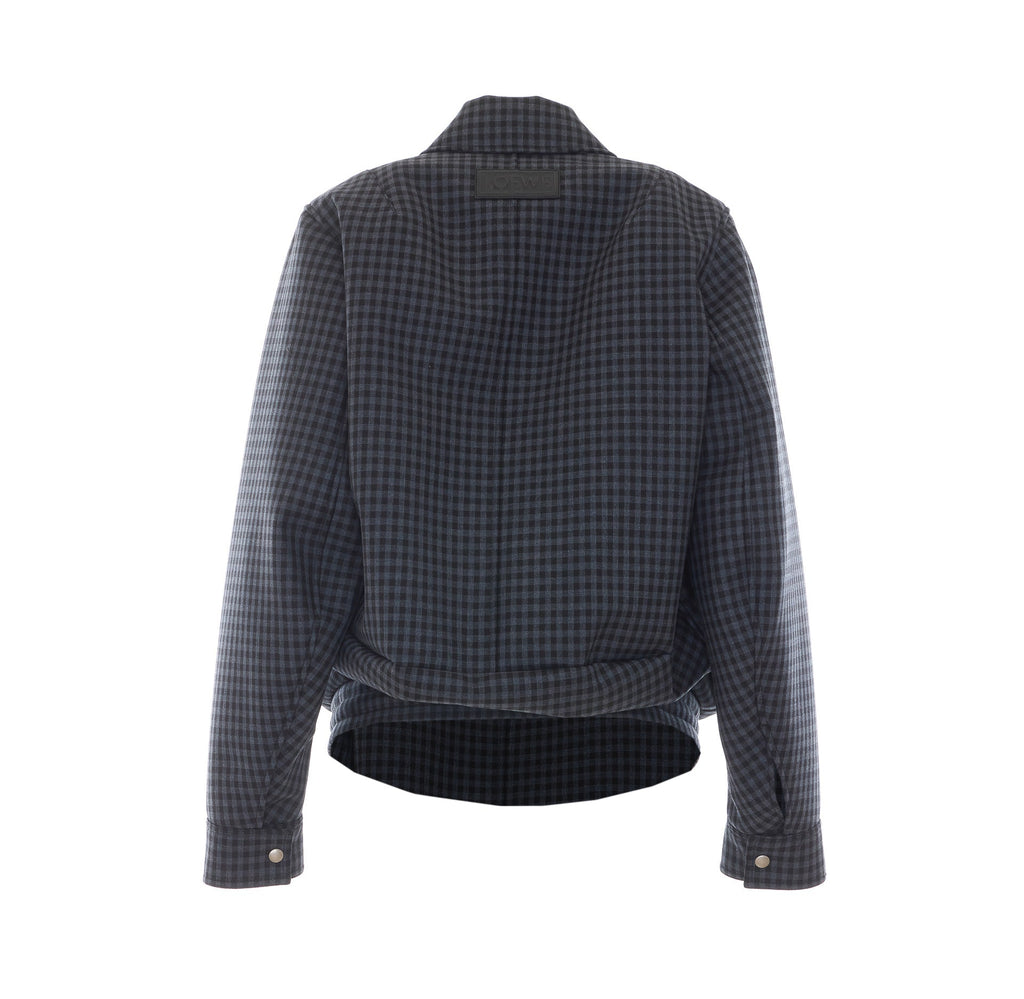 Loewe Women's Wool Drawstring Jacket with Loewe in Blue - view 3