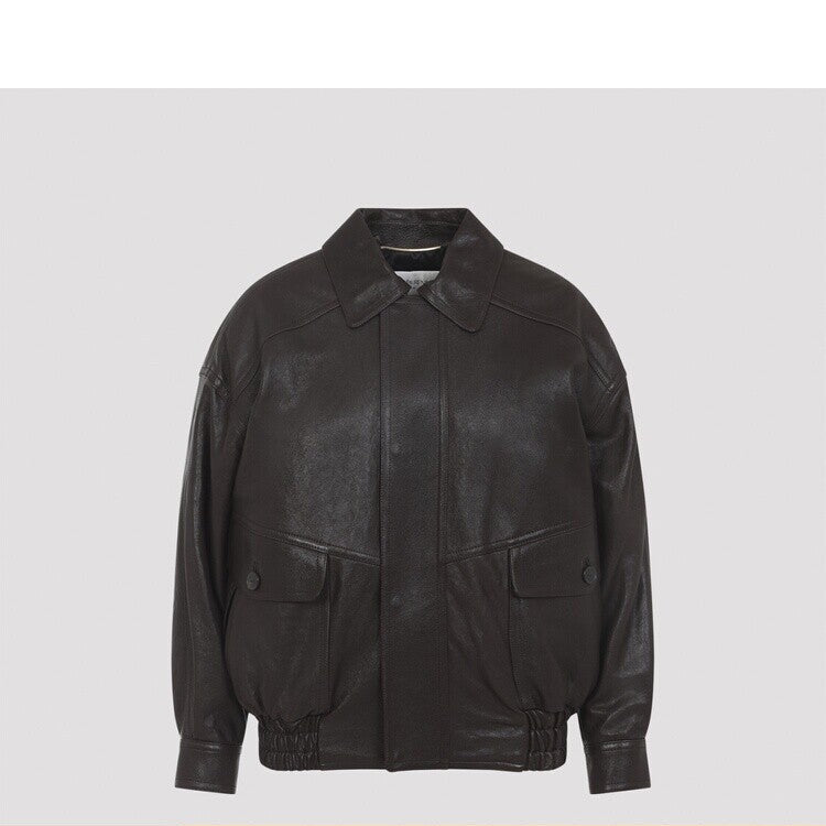 Ysl Women's Saint Laurent Leather Jacket in Brown