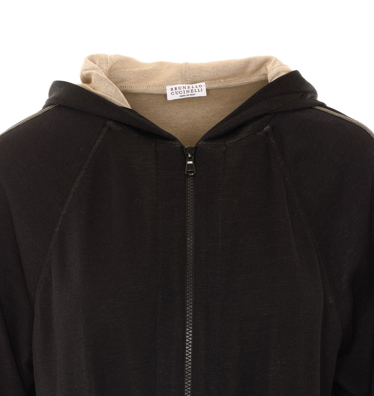 Brunello Cucinelli Women's Zip Up Hoodie in Black Silk - view 4