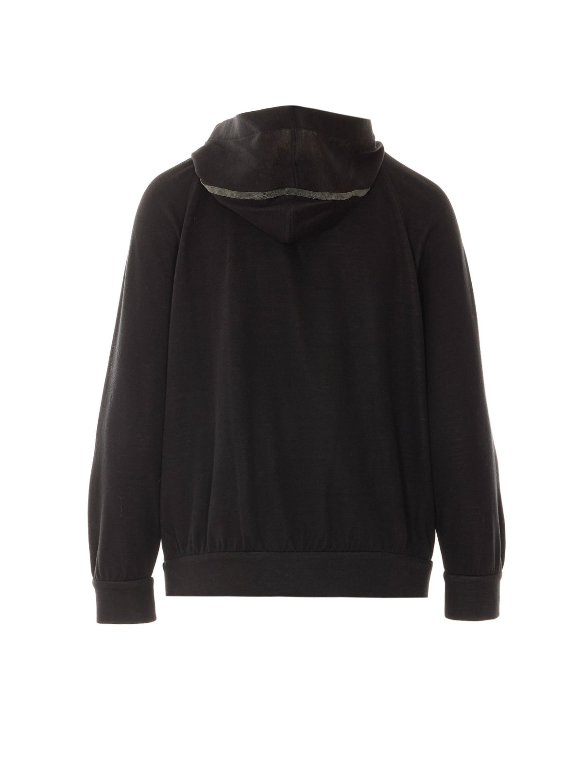 Brunello Cucinelli Women's Zip Up Hoodie in Black Silk - view 2
